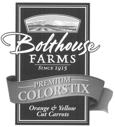BOLTHOUSE FARMS SINCE 1915 PREMIUM COLORSTIX ORANGE & YELLOW CUT CARROTS logo