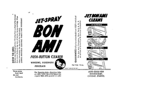 BON AMI JET-SPRAY PUSH-BUTTON CLEANER JET BON AMI CLEANS WINOWS, WOODWORK, PORCELAIN logo
