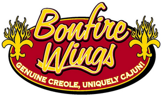 BONFIRE WINGS GENUINE CREOLE, UNIQUELY CAJUN! logo