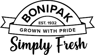 BONIPAK EST. 1932 GROWN WITH PRIDE SIMPLY FRESH logo