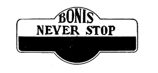BONIS NEVER STOP logo