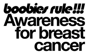 BOOBIES RULE!!! AWARENESS FOR BREAST CANCER logo
