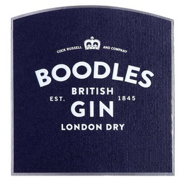 BOODLES BRITISH GIN LONDON DRY EST. 1845 COCK RUSSELL AND COMPANY logo