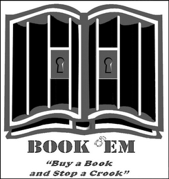 BOOK 'EM "BUY A BOOK AND STOP A CROOK" logo