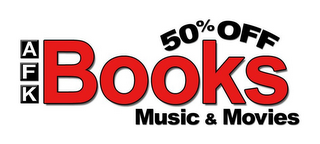 BOOKS MUSIC & MOVIES 50% OFF AFK logo