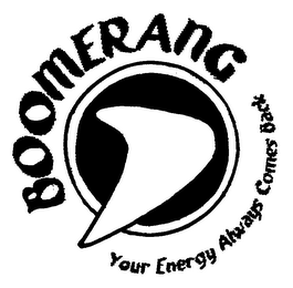 BOOMERANG YOUR ENERGY ALWAYS COMES BACK logo