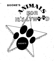 BOONE'S ANIMALS FOR HOLLYWOOD BOONE'S logo