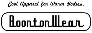 BOONTONWEAR COOL APPAREL FOR WARM BODIES. logo