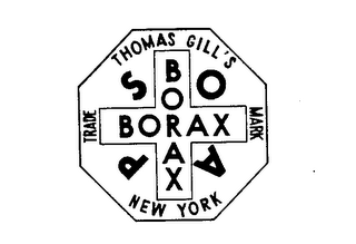 BORAX SOAP THOMAS GILL'S NEW YORK TRADE MARK logo