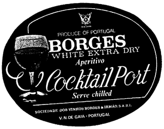 BORGES WHITE EXTRA DRY APERITIVO COCKTAIL PORT SERVE CHILLED PRODUCE OF PORTUGAL logo