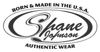 BORN & MADE IN THE U.S.A. SHANE JOHNSON AUTHENTIC WEAR logo