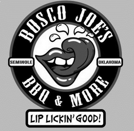 BOSCO JOE'S BBQ & MORE SEMINOLE OKLAHOMA LIP LICKIN' GOOD! logo