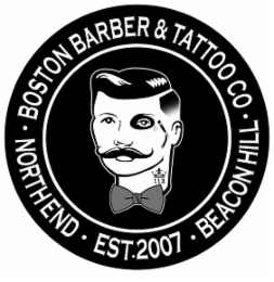 BOSTON BARBER & TATTOO CO NORTH END EST. 2007 BEACON HILL 113 logo