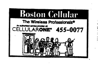 BOSTON CELLULAR THE WIRELESS PROFESSIONALS AN AUTHORIZED SERVICE PROVIDER OF: CELLULARONE 455-0077 logo