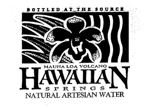 BOTTLED AT THE SOURCE MAUNA LOA VOLCANO HAWAIIAN SPRINGS NATURAL ARTESIAN WATER logo
