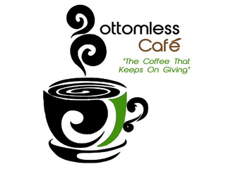 BOTTOMLESS CAFÉ "THE COFFEE THAT KEEPS ON GIVING" logo