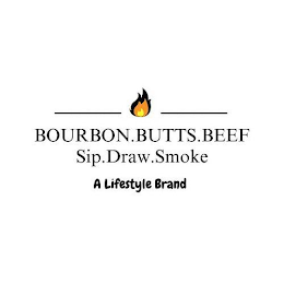 BOURBON. BUTTS. BEEF SIP. DRAW. SMOKE A LIFESTYLE BRAND logo