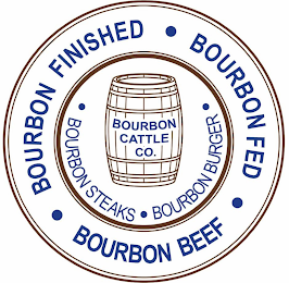 BOURBON CATTLE CO. · BOURBON STEAKS · BOURBON BURGER · BOURBON FINISHED · BOURBON FED · BOURBON BEEF · logo