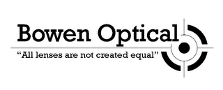 BOWEN OPTICAL "ALL LENSES ARE NOT CREATED EQUAL" logo