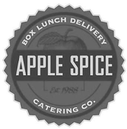 BOX LUNCH DELIVERY APPLE SPICE CATERINGCO. EST 1988 logo