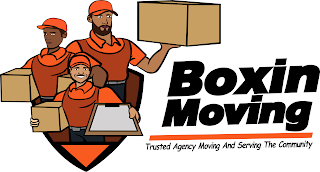 BOXIN MOVING TRUSTED AGENCY MOVING AND SERVING THE COMMUNITY logo