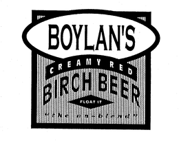 BOYLAN'S CREAMY RED BIRCH BEER FLOAT IT "THE NU-BLEND" logo