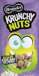 BRANDER KRUNCHY NUTS SOUR CREAM AND ONIONS COATED PEANUTS MANÍCAN COBETURA logo