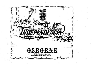 BRANDY INDEPENDENCIA OSBORNE CASA FUNDADA EN 1772 PUERTO DE SANTA MARIA logo