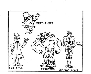 BRAT-A-RAT FIB FACE FANGSTER SCARED STIFF logo