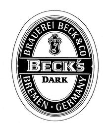 BRAUEREI BECK & CO BECK'S DARK BREMEN GERMANY logo