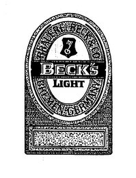 BRAUEREI BECK & CO BECK'S LIGHT BREMEN GERMANY logo