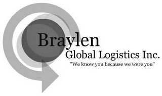 BRAYLEN GLOBAL LOGISTICS INC. "WE KNOW YOU BECAUSE WE WERE YOU" logo