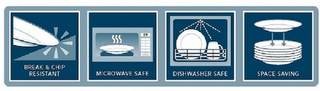 BREAK & CHIP RESISTANT MICROWAVE SAFE DISHWASHER SAFE SPACE SAVING logo