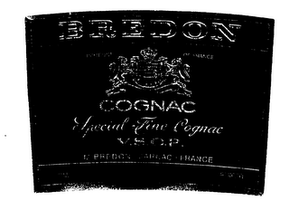 BREDON PRODUCT OF FRANCE COGNAC SPECIAL FINE COGNAC V.S.O.P. M.BREDON-JARNAC-FRANCE logo