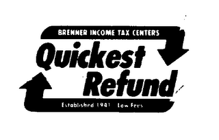 BRENNER INCOME TAX CENTERS QUICKEST REFUND ESTABLISHED 1941 - LOW FEES logo
