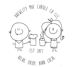 BREWCITY MKE CANDLE CO LLC. EST 2017. RELAX. ENJOY. BURN LOCAL logo