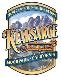 BREWED IN THE SPIRIT OF THE HIGH SIERRAS KEARSARGE BEERS MOORPARK- CALIFORNIA logo