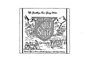 BREWED WITH SPARKLING PURE SPRING WATERHEILEMAN'S OLD STYLE PURE GENUINE LIGHT LAGER BEER CHOICEST HOPS - GENUINE DOUBLE LAGERING - OLD WORLD METHONDS logo