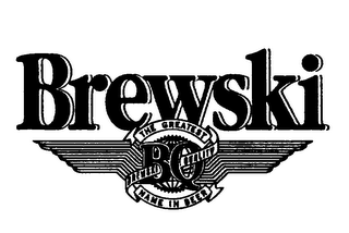 BREWSKI BQ THE GREATEST BREWSKI QUALITY NAME IN BEER logo