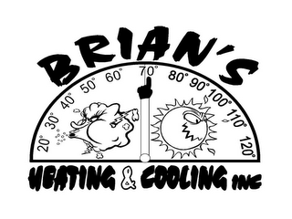 BRIAN'S HEATING & COOLING INC 20° 30° 40° 50° 60° 70° 80° 90° 100° 110° 120° logo