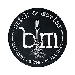 BRICK & MORTAR KITCHEN · WINE · CRAFT BEER B & M logo