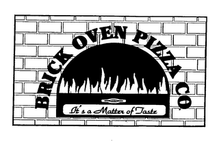 BRICK OVEN PIZZA CO.  IT'S A MATTER OF TASTE logo