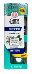 BRIDGE THE GAP EAST MEETS WEST GURU NANDA BEST USED AFTER GURUNANDA POST OIL PULLING OIL PULLING TOOTHPASTE WITH HYDROXYAPATITE & NEEM FLUORIDE-FREE FRESHENS BREATH FIGHTS PLAQUE FOR SENSITIVE TEETH COCO-MINT JASMINE WHITENING OPEN! 4.2 OZ (119 G) logo