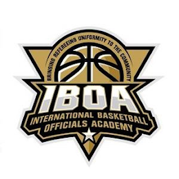 BRINGING REFEREEING UNIFORMITY TO THE COMMUNITY IBOA INTERNATIONAL BASKETBALL OFFICIAL ACADEMY logo