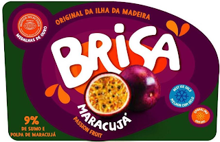 BRISA ORIGINAL DA ILHA DA MADEIRA MARACUJÁ MONDE SELECTION MEALHAS DE OURO MELHOR COM GELO SPARKLING COM GÁS 9% DE SUMO E POLPA DE MARACUJÁ logo