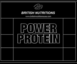 BRITISH NUTRITIONS WWW.BRITISHNUTRITIONSUSA.COM POWER PROTEIN logo