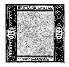 BRITTAINS LIMITED PAPER LABEL MILL NUMBEDSHIRE. logo