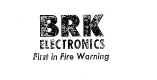 BRK ELECTRONICS FIRST IN FIRE WARNING logo