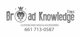 BROADKNOWLEDGE TAGS CUSTOM DOG TAGS & ACCESSORIES 661 713-0587 logo