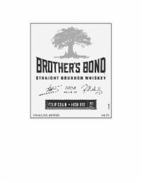 BROTHER'S BOND STRAIGHT BOURBON WHISKEY BATCH NO 0036 FOUR GRAIN HIGH RYE 80 PROOF 40% ALC/VOL (80 PROOF) 750 ML 000000 logo